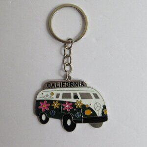 Mercedes Flower Power Peace Sign Van Bus California Keychain Enamal Metal